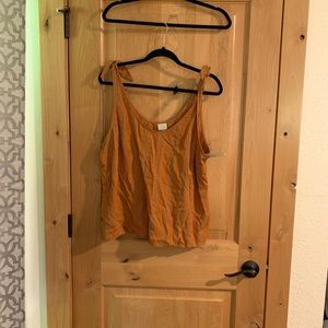 Orange/mustard striped sleeveless blouse
